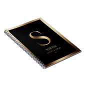 Elegant gouden monogram ingelijst | Black Notitieboek (Rechterzijde)