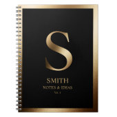 Elegant gouden monogram ingelijst | Black Notitieboek (Voorkant)