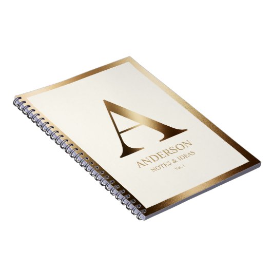 Elegant gouden monogram ingelijst | Gebroken wit Notitieboek (Rechterzijde)