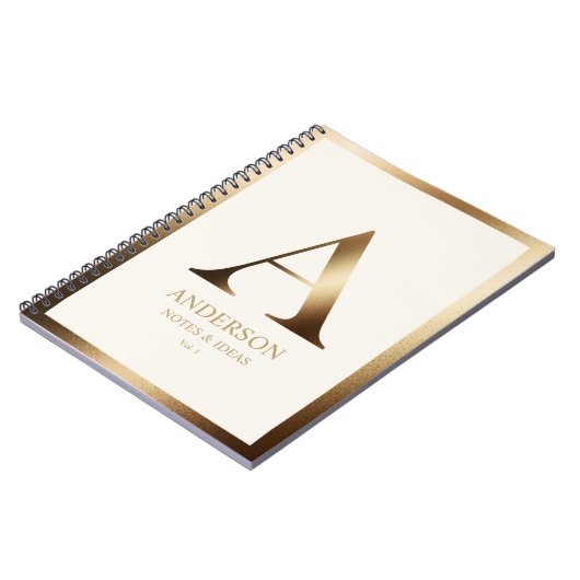 Elegant gouden monogram ingelijst | Gebroken wit Notitieboek (Linkerzijde)