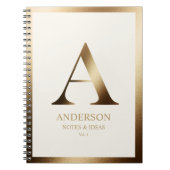 Elegant gouden monogram ingelijst | Gebroken wit Notitieboek (Voorkant)