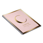 Elegant gouden monogram ingelijst | Roze Notitieboek (Rechterzijde)
