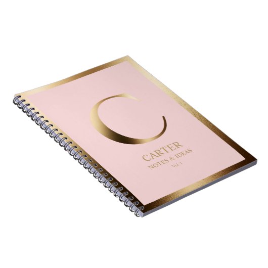 Elegant gouden monogram ingelijst | Roze Notitieboek (Rechterzijde)