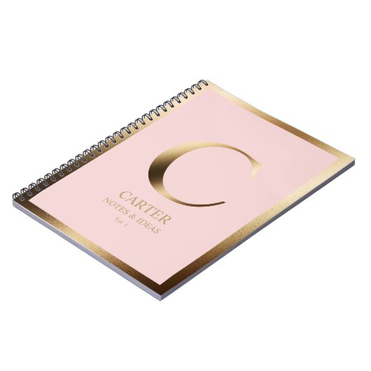 Elegant gouden monogram ingelijst | Roze Notitieboek (Linkerzijde)