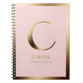 Elegant gouden monogram ingelijst | Roze Notitieboek (Voorkant)