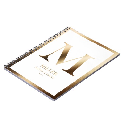Elegant gouden monogram ingelijst | Wit Notitieboek (Linkerzijde)
