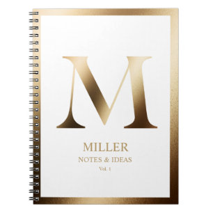 Elegant gouden monogram ingelijst   Wit Notitieboek
