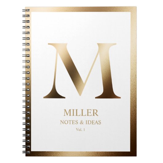 Elegant gouden monogram ingelijst | Wit Notitieboek (Voorkant)