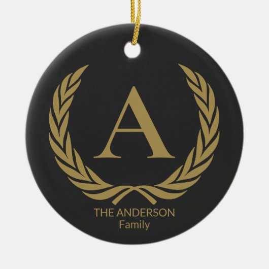 Elegant gouden monogram keramisch ornament (Voorkant)