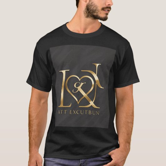 Elegant gouden monogram Logo T-shirt (Voorkant)