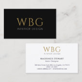 Elegant gouden monogram minimalistisch professione visitekaartje (Voorkant / Achterkant)