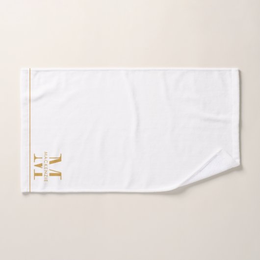Elegant gouden monogram naam wit bad handdoek (Handdoek)