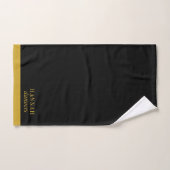 Elegant gouden monogram naam zwart bad handdoek (Handdoek)