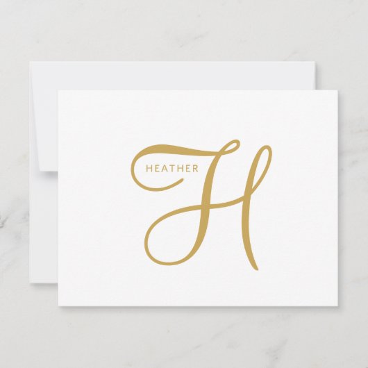 Elegant Gouden Monogram  Notitiekaartje (Voorkant)