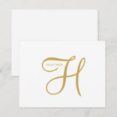 Elegant Gouden Monogram  Notitiekaartje (Voorkant / Achterkant)