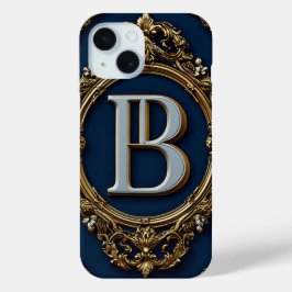 Elegant gouden monogram ontwerp iPhone 15 case