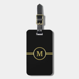 Elegant gouden monogram op zwart bagagelabel