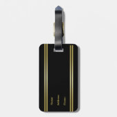 Elegant gouden monogram op zwart bagagelabel (Achterkant verticaal)
