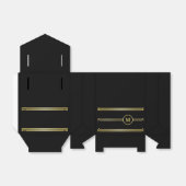 Elegant gouden monogram op zwart bedankdoosjes (Uitgevouwen)