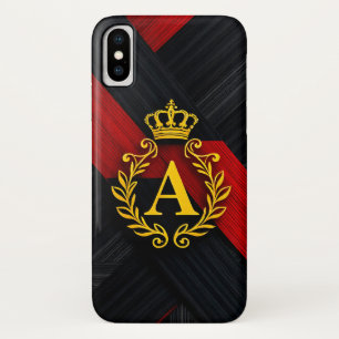 Elegant gouden monogram op zwart en rood Case-Mate iPhone case