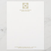 Elegant gouden monogram ornamentaal Lijst Gepersonaliseerd Briefhoofd (Voorkant)