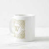 Elegant gouden monogram ornamentaal Lijst Koffiemok (Voorkant links)