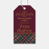 Elegant gouden monogram Plaid - Cranberry Blue Bla Cadeaulabel (Voorkant)