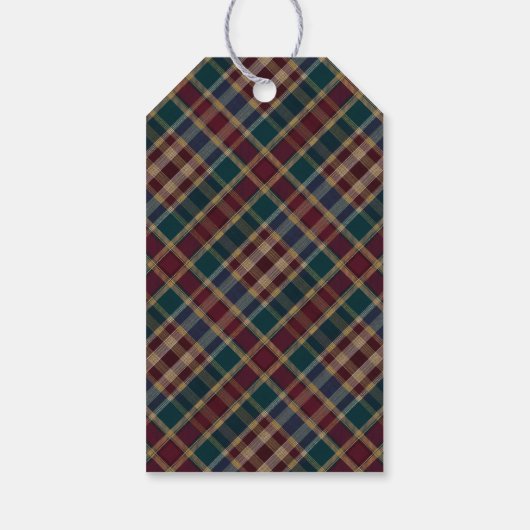 Elegant gouden monogram Plaid - Cranberry Blue Bla Cadeaulabel (Achterkant)