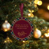 Elegant gouden monogram Plaid - Cranberry Blue Bla Keramisch Ornament