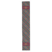 Elegant gouden monogram Plaid - Cranberry Blue Bla Lange Tafelloper (Voorkant)