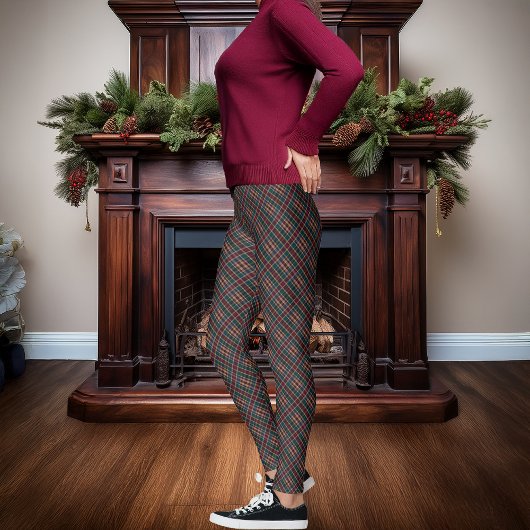 Elegant gouden monogram Plaid - Cranberry Blue Bla Leggings
