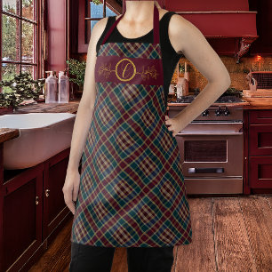 Elegant gouden monogram Plaid - Cranberry Blue Bla Schort