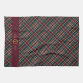 Elegant gouden monogram Plaid - Cranberry Blue Bla Theedoek (Horizontaal)