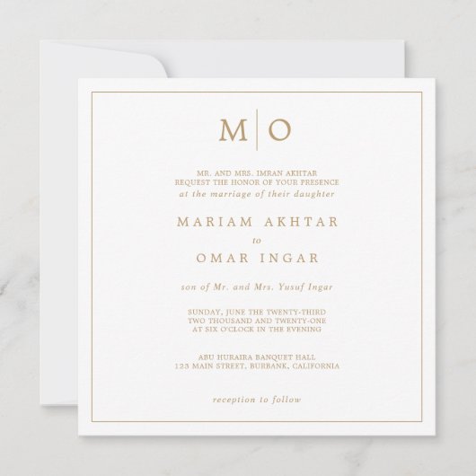 Elegant Gouden Monogram Schrift Kaart (Voorkant)
