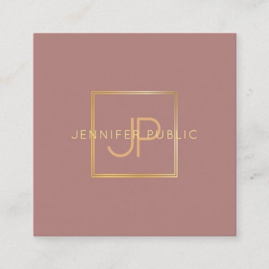 Elegant gouden monogram trendy moderne Sjabloon Vierkante Visitekaartje (Voorkant)