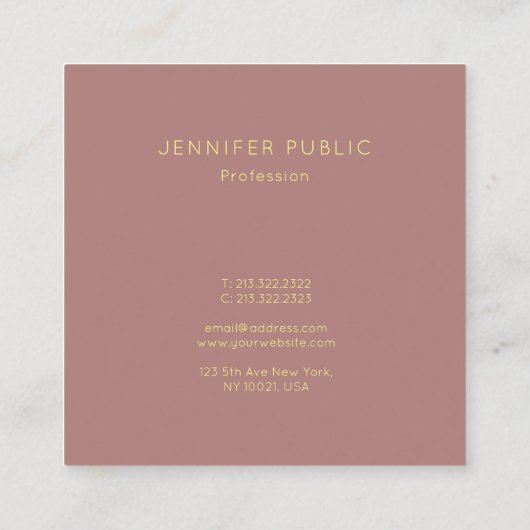 Elegant gouden monogram trendy moderne Sjabloon Vierkante Visitekaartje (Achterkant)