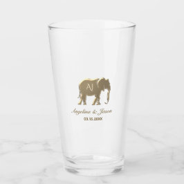 Elegant Gouden Monogram Trouwfeest Glas