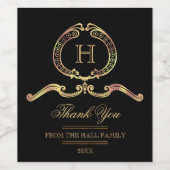 Elegant, gouden monogram wijn etiket (Enkel label)