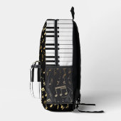 Elegant gouden muzieknoten pianosleutels bedrukte rugzak (Rechts)