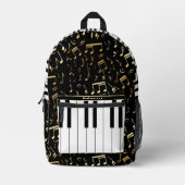 Elegant gouden muzieknoten pianosleutels bedrukte rugzak (Voorkant)