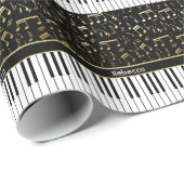 Elegant gouden muzieknoten pianosleutels cadeaupapier (Rol Hoek)