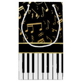 Elegant gouden muzieknoten pianosleutels klein cadeauzakje (Achterkant)