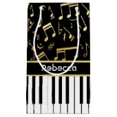 Elegant gouden muzieknoten pianosleutels klein cadeauzakje (Voorkant)