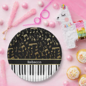Elegant gouden muzieknoten pianosleutels papieren bordje (Feest)