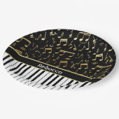 Elegant gouden muzieknoten pianosleutels papieren bordje (Gekanteld)