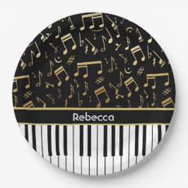 Elegant gouden muzieknoten pianosleutels papieren bordje