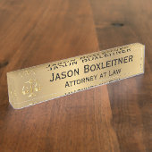 Elegant gouden naam Bord voor een advocaat Naambordje (Zijkant)