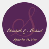 Elegant Gouden Naam Monogram Bruiloft Opslaan De D Ronde Sticker (Voorkant)
