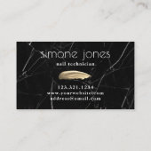 Elegant gouden nagellak zwarte marmer visitekaartje (Achterkant)