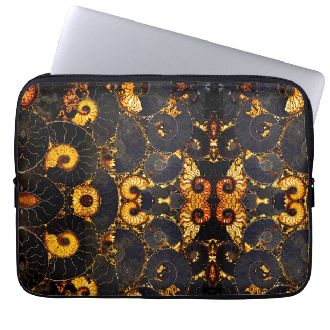 Elegant gouden nautilus ontwerp laptop sleeve (Voorkant)